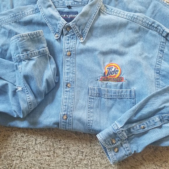 Men's Vtg. Tide Racing Denim Button Down - Picture 6 of 8
